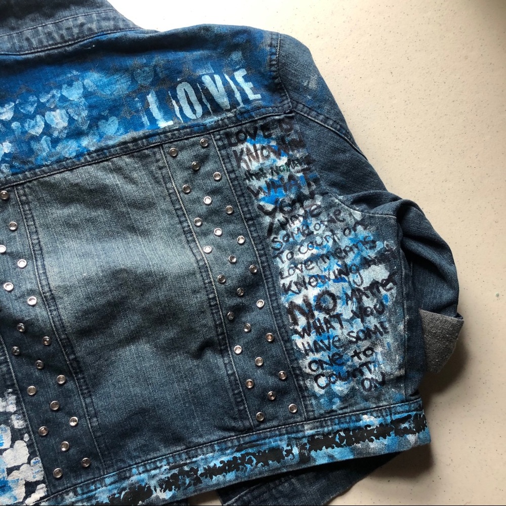 Handprinted Love Denim Jacket - Picture 10 of 12